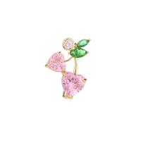 Broche bijoux de mode, laiton, coeur, Placage de couleur d'or, pavé de micro zircon & pour femme, couleurs mélangées, protéger l'environnement, sans nickel, plomb et cadmium, 18x26mm, Vendu par PC