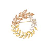 Fashion Broche Sieraden, Messing, tarwe, gold plated, mode sieraden & micro pave zirconia & voor vrouw, nikkel, lood en cadmium vrij, 39x43mm, Verkocht door PC