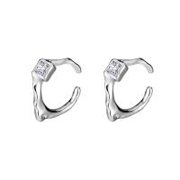 925 sterling zilver Earring Cuff, geplatineerd, mode sieraden & micro pave zirconia & voor vrouw, 11mm, Verkocht door PC