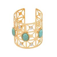 Bijoux de bracelet en alliage de zinc, avec turquoise, bijoux de mode & pour femme & avec strass, plus de couleurs à choisir, protéger l'environnement, sans nickel, plomb et cadmium, Diamètre intérieur:Environ 55mm, Vendu par PC