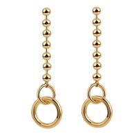 Boucles d'oreilles fer, Placage de couleur d'or, bijoux de mode & pour femme, protéger l'environnement, sans nickel, plomb et cadmium, 72x30mm, Vendu par paire