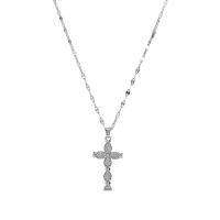 Muince Prás, le 2.36inch slabhra extender, Cross, dath airgid plated, jewelry faisin & do bhean & le rhinestone, nicil, luaidhe & caidmiam saor in aisce, 35x17mm, Díolta Per Thart 15.75 Inse Snáithe