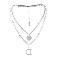 Colar de jóias de aço inoxidável, Aço inoxidável 304, with 2.36inch extender chain, Letra D, polido, Camada Dupla & joias de moda & para mulher, 20x20mm, vendido para Aprox 23.22 inchaltura, Aprox 15.75 inchaltura Strand