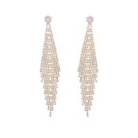 Fashion Fringe Earrings Brass plated fashion jewelry & micro pave cubic zirconia & for woman nickel lead & cadmium free Sold By Pair