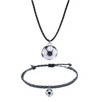 alliage de zinc Collier et bracelet, avec corde de cire, avec 2inch chaînes de rallonge, Football, Placage, 2 pièces & bijoux de mode & unisexe, Longueur Environ 3.1-11 pouce, Environ 19.7 pouce, Vendu par fixé