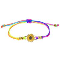 aleación de zinc Pulsera, con Cordón de cera, Chrysamthemum, chapado, estilo popular & unisexo & esmalte, más colores para la opción, longitud aproximado 6.3-11.8 Inch, Vendido por UD