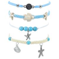 Sinc Alloy anklet, le turquoise & Céir, plátáilte, 4 phíosa & stíl Bohemian & unisex, Fad Thart 7-14.2 Inse, Díolta De réir Socraigh