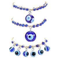 Glass Bracelet with Straw Evil Eye fashion jewelry & Unisex Length Approx 6.3 Inch Sold By PC