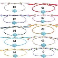 turquoise synthétique bracelet de cheville, avec corde de coton & laiton, tortue, Style bohème & unisexe, plus de couleurs à choisir, Longueur Environ 7.9-11.8 pouce, Vendu par PC