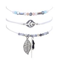 Kristal Armband-Set, met Natuursteen & Wax & Zinc Alloy, Blad, drie stuks & Bohemien stijl & voor vrouw, Lengte Ca 5.1-11 inch, Verkocht door Stel