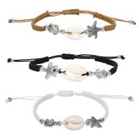 Sinc Alloy Bracelet, le Corda terylene & Shell, plátáilte, jewelry faisin & dearadh farraige & unisex, dathanna níos mó le haghaidh rogha, Fad Thart 6.3-11 Inse, Díolta De réir PC