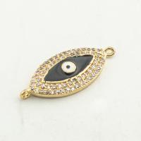 Evil Eye -Anschluss, Messing, Hohe Qualität Gold Farbe Überzeug, DIY & Micro pave Zirkonia, frei von Nickel, Blei & Kadmium, 11x26x3mm, Bohrung:ca. 0.1mm, ca. 30PCs/Menge, verkauft von Menge