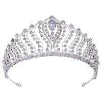 Tiaras, Sinc Alloy, le Pearl Plaisteacha, micrea réiteach zirconia ciúbach & do bhean & le rhinestone, nicil, luaidhe & caidmiam saor in aisce, Trastomhas Istigh:Thart 160mm, Díolta De réir PC