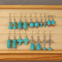 Zinc Alloy Drop Earrings with turquoise fashion jewelry & for woman Sold By Pair