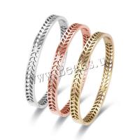 Bracelet d'acier titane, pour femme & creux, plus de couleurs à choisir, 6mm, Diamètre intérieur:Environ 50x60mm, Vendu par PC