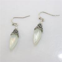 Zinc Alloy Oorbellen, met Sea Opal, Klauw, silver plated, voor vrouw, nikkel, lood en cadmium vrij, 35mm, Verkocht door pair