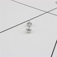 Zinklegering oorknoppen, Zinc Alloy, met Cubic Zirconia, Ster, silver plated, voor vrouw, nikkel, lood en cadmium vrij, 6x15mm, Verkocht door pair