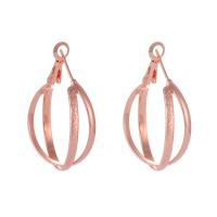 Boucles d'oreilles en alliage de zinc, Plaqué de couleur d'or rose, pour femme, protéger l'environnement, sans nickel, plomb et cadmium, 28mm, Vendu par paire