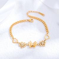 Pulsera de acero de titanio, Partículas de acero, con 5cm extender cadena, chapado en oro de 24 K, Joyería & para mujer, dorado, longitud aproximado 19 cm, Vendido por UD