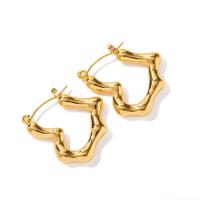 Brinco de argola de aço inoxidável de Mens, Aço inoxidável 304, Coração, joias de moda & para mulher, dourado, 23.10x25.10mm, vendido por par