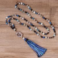 Jewelry Gemstone muince, le Corda Snaidhmthe & Sinc Alloy, tassel, dath an óir plated, seanré & do bhean, dathanna measctha, Fad Thart 52 cm, Díolta De réir PC