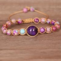 Gemstone Bracciali, diaspro impressione, with Cordone di nodi & occhio di tigre, Cerchio, Regolabile & per la donna, colori misti, Lunghezza Appross. 16.5 cm, Venduto da PC