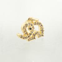 Befestigter Zirkonia Messing Anhänger, Elephant, Hohe Qualität Gold Farbe Überzeug, DIY & Micro pave Zirkonia, frei von Nickel, Blei & Kadmium, 12x12x2mm, Bohrung:ca. 0.3mm, ca. 30PCs/Menge, verkauft von Menge