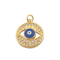 Evil Eye Pakabukai, Žalvarinis, aukštos kokybės aukso spalva padengtas, Pasidaryk pats & mikro nutiesti kubinių Zirconia, daugiau spalvų pasirinkimas, nikelio, švino ir kadmio nemokamai, 23x18x4mm, Skylė:Apytiksliai 0.3mm, Apytiksliai 30kompiuteriai/Pirkimo, Pardavė Pirkimo