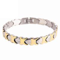 Bracelet d'acier titane, Placage de couleur d'or, bijoux de mode & pour homme, 10mm, Longueur Environ 7.87 pouce, Vendu par PC