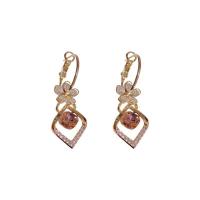 Pendientes de Gota en Latón, metal, con cúbica circonia, chapado en color dorado, Joyería & micro arcilla de zirconia cúbica & para mujer, libre de níquel, plomo & cadmio, 15x41mm, Vendido por Par