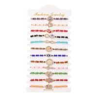 alliage de zinc Set de bracelet, avec cordon de polyester & cristal, Placage, 12 pièces & Style bohème & pour femme & avec strass, Longueur Environ 7-11 pouce, Vendu par fixé