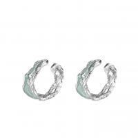 argent sterling 925 manchette d'oreille, Plaqué de platine, bijoux de mode & pour femme & émail, 11mm, Vendu par PC