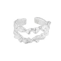 argent sterling 925 Cuff Bague, Style coréen & réglable & pour femme & creux, argent, Taille:5.5-7.5, Vendu par PC