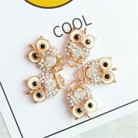 Zinc Alloy Rhinestone Pendants Owl DIY & with rhinestone golden nickel lead & cadmium free Sold By Bag