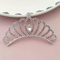 DIY Jewelry Supplies Zinc Alloy Crown silver color plated with rhinestone nickel lead & cadmium free Sold By Bag