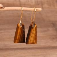 Pendientes de Gemas, Piedra natural, con fundición, Trapecio, chapado en color dorado, Joyería & diferentes materiales para la opción & para mujer, más colores para la opción, 26-50mm, Vendido por Par