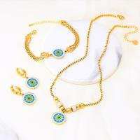 Evil Eye Schmuck-Set, Titanstahl, plattiert, verschiedene Stile für Wahl & für Frau & mit Strass, goldfarben, verkauft von PC