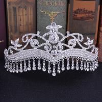 Tiaras, liga de zinco, joias de moda & para mulher & com strass, prateado, níquel, chumbo e cádmio livre, Diametro interno:Aprox 160mm, vendido por PC