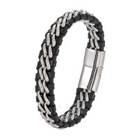 Bracelets cordon PU, cuir PU, avec acier inoxydable 316L, le style de punk & longueur différente pour le choix & pour homme, plus de couleurs à choisir, Vendu par PC