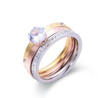 Anillo de dedo acero inoxidable del Rhinestone, acero inoxidable 316L, diverso tamaño para la opción & para mujer & con diamantes de imitación, más colores para la opción, Vendido por UD