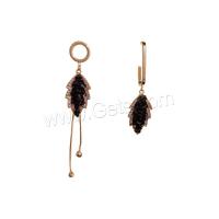 Pendientes asimétricos, metal, chapado en oro real, Joyería & micro arcilla de zirconia cúbica & para mujer, color mixto, libre de níquel, plomo & cadmio, 14x78mm,54mm, Vendido por Par