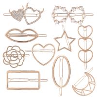 Barrette, alliage de zinc, Placage, styles différents pour le choix & pour femme & avec strass, protéger l'environnement, sans nickel, plomb et cadmium, Vendu par PC