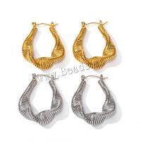 Mens acier inoxydable Hoop boucles d'oreilles, Acier inoxydable 304, bijoux de mode & pour femme, plus de couleurs à choisir, 35.40x8.60mm, Vendu par paire