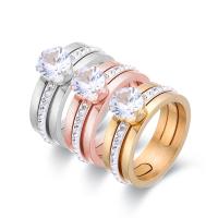 Anillo de dedo acero inoxidable del Rhinestone, acero inoxidable 316L, Diamante, diverso tamaño para la opción & para mujer & con diamantes de imitación, más colores para la opción, Vendido por UD