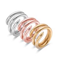 nehrđajućeg Čelik vještački dijamant Finger Ring, 316L Stainless Steel, Uštipak, različite veličine za izbor & za žene & s Rhinestone, više boja za izbor, Prodano By PC