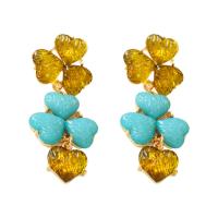 Pendientes de Perno de Aleación de Zinc, con resina, chapado en color dorado, Joyería & para mujer, más colores para la opción, libre de níquel, plomo & cadmio, 66x24mm, Vendido por Par