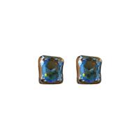 Brass Stud Earring fashion jewelry & micro pave cubic zirconia & for woman blue nickel lead & cadmium free Sold By Pair