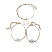 Zinklegering armbandkettingen, Zinc Alloy, silver plated, drie stuks & mode sieraden & voor vrouw & glazuur, zilver, Verkocht door Stel