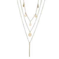 Colar de Multi camada da forma, liga de zinco, with 7cm extender chain, cromado de cor dourada, três camadas & joias de moda & para mulher, dourado, comprimento 56 cm, vendido por PC