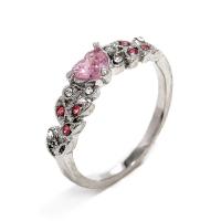 Zinklegering ringen, Zinc Alloy, silver plated, mode sieraden & voor vrouw & met strass, meer kleuren voor de keuze, 18*6mm, Verkocht door PC